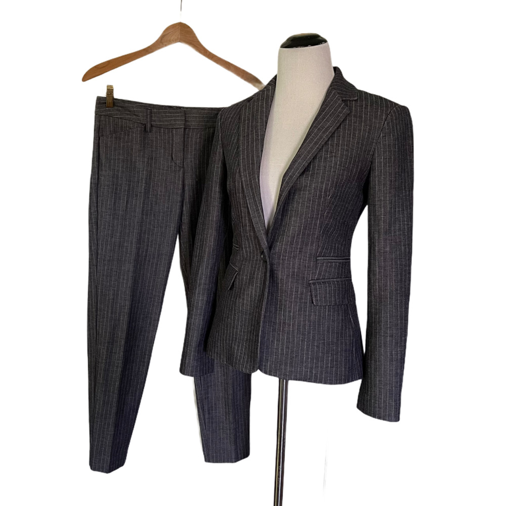 Express 0 Gray Pinstripe 2 Piece Suit Blazer Pants